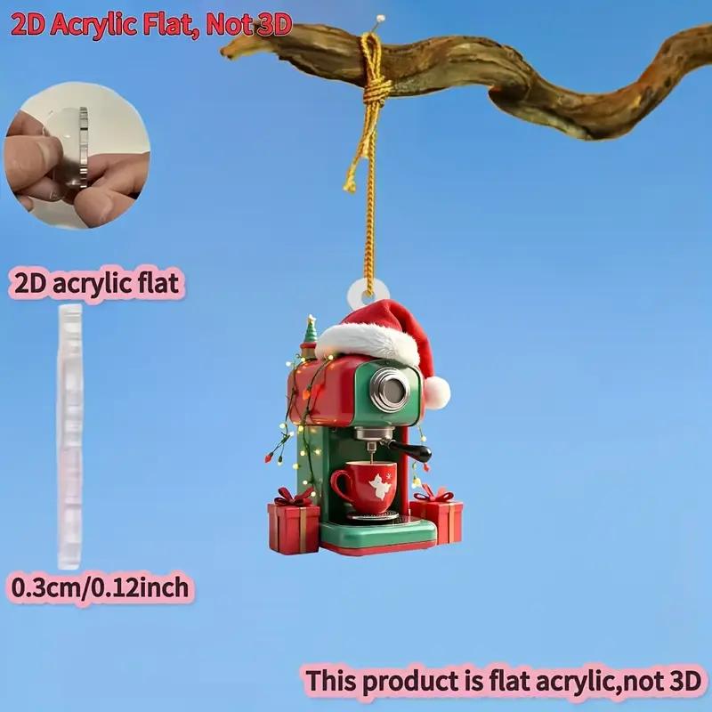 1 piece coffee machine Christmas decora - Christmas themed decora pendant suitable for car rearview mirror Christmas tree decora