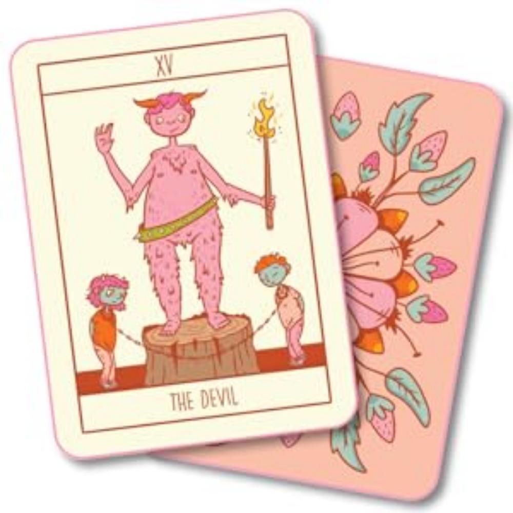 Squid Cake Tarot 9*6.5cm 78 Card Deck with Knights Riding Creatures, Quirky Faces and A Delicious Colour Palette