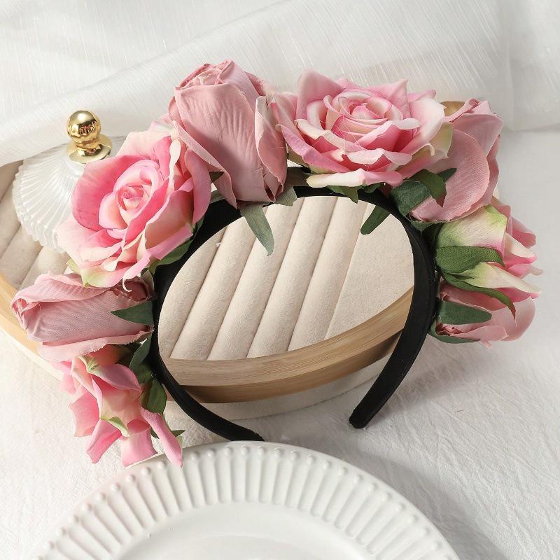 Romantic Bohemian Faux Rose Headband for Halloween Parties and Banquets