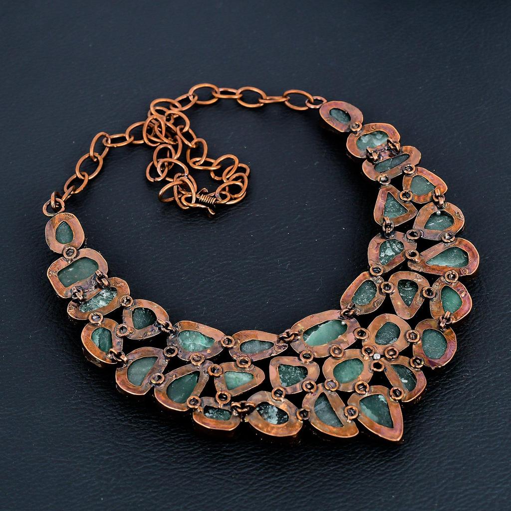 Aquamarine Handmade Latest Design Jewelry Necklace, Copper Electroformed Gemstone Necklace, Gift For Mother