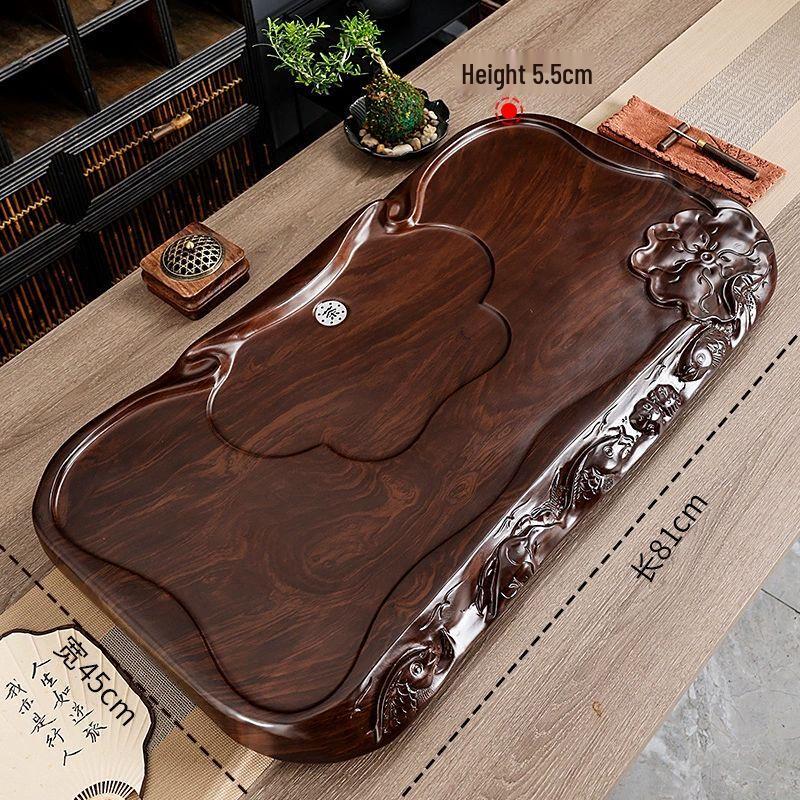 Solid Wood Drainage Tea Tray with Drawer