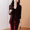 Formal Business Suits for Women Autumn Winter High Quality Fabric Velvet Work Wear Suits Pantsuits OL Professional Trousers Set