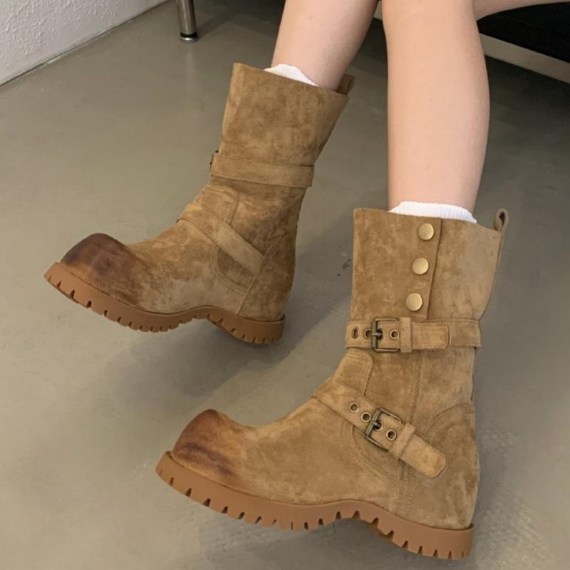 Maillard retro platform Martin boots women's 2025 autumn new British style belt buckle fashion versatile short boots tide