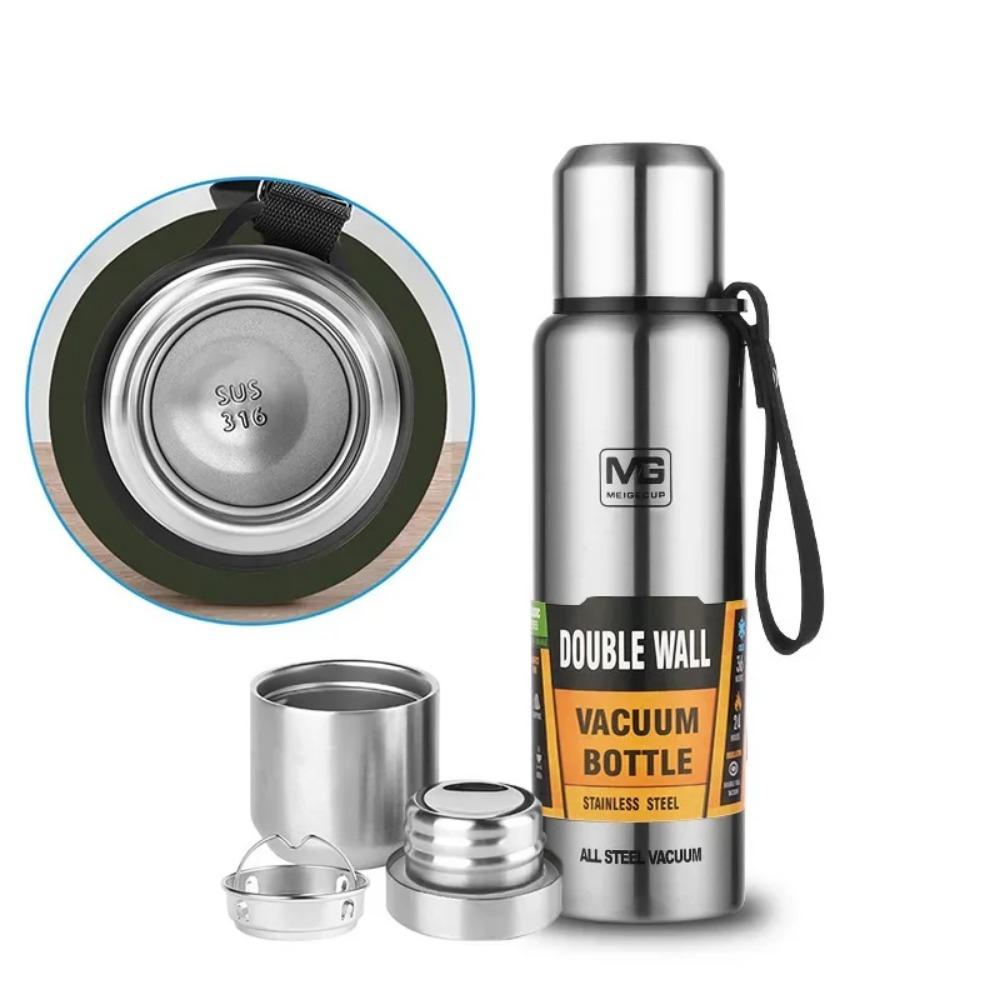 Premium Thermosflasche 304 Edelstahl Vakuumflasche Isolierter Becher Kalt- und Heißwasserbecher mit Seil für Tee Kaffee Getränke