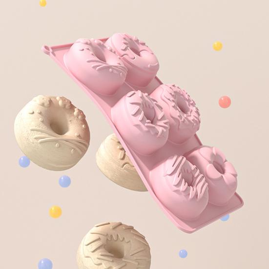 6-Cavities Silicone Donut Mold Easy Release Food Grade DIY Round Doughnut Cake Chocolate Baking Mold Kitchen Supplies