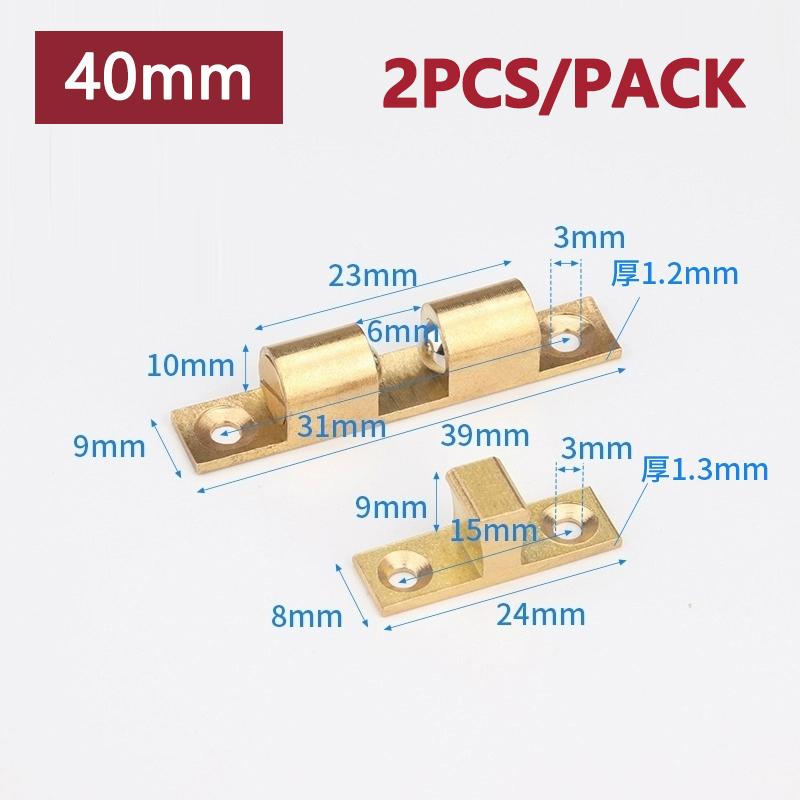 Furniture Door Stoppers 40mm-70mm Copper Cupboard Cabinet Door Roller Latch Twin Double Catches with Striker with Free Screws