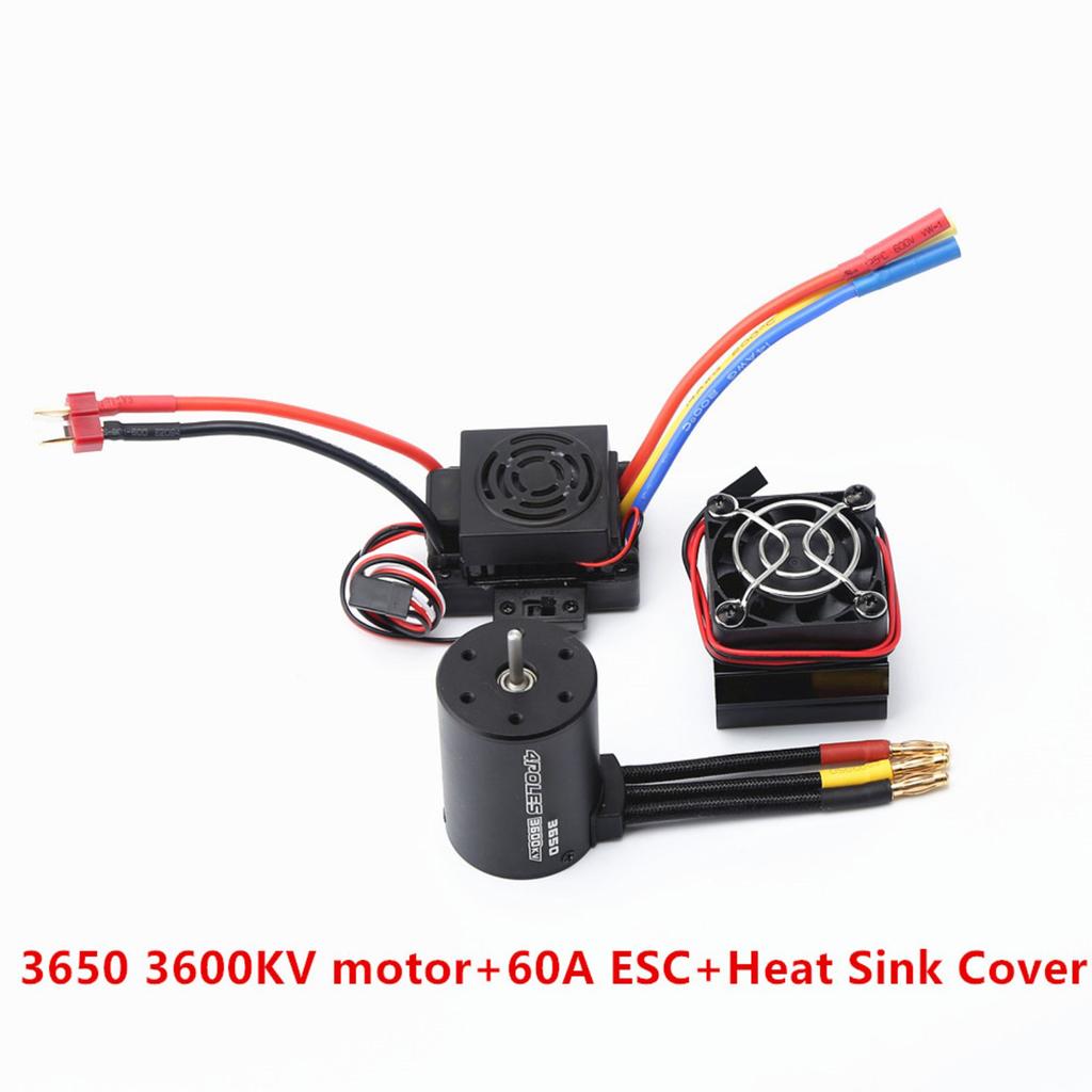 3650 4500KV Brushless Motor with 60A ESC & Heat Sink Combo Replacement for   HPI    1:8 Celsius 1:10 Remote Control Car and Boat Part