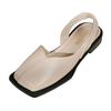 Sandales pour femmes Mode femme Été Couleur unie Bout carré Côté creux Chaussures arrière Talon bas élastique Décontracté Zapatos Para Mujer