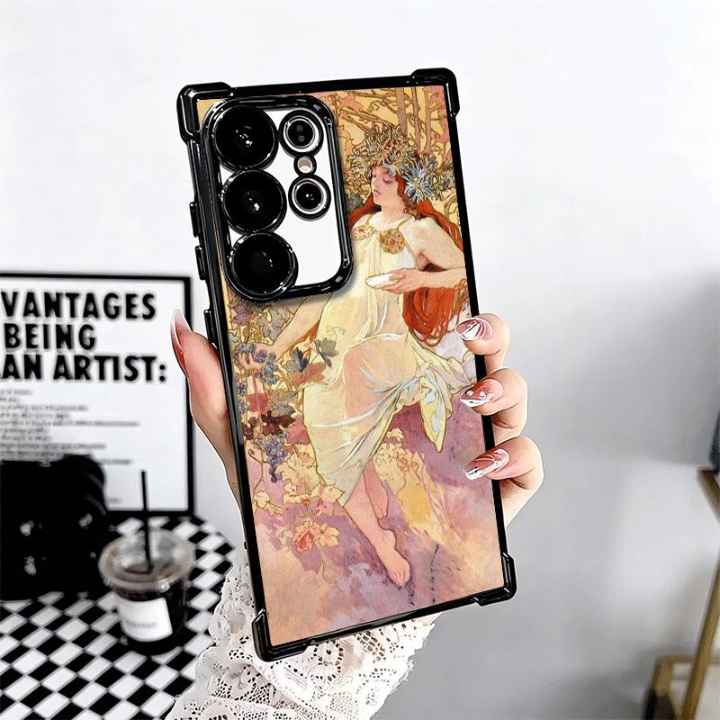 Vintage Alfons Mucha Primavera Plating Phone Case For Samsung Galaxy S24 S25 FE S26 Edge S23 Ultra S22 S21 Plus S20 Anti-Fall Ai