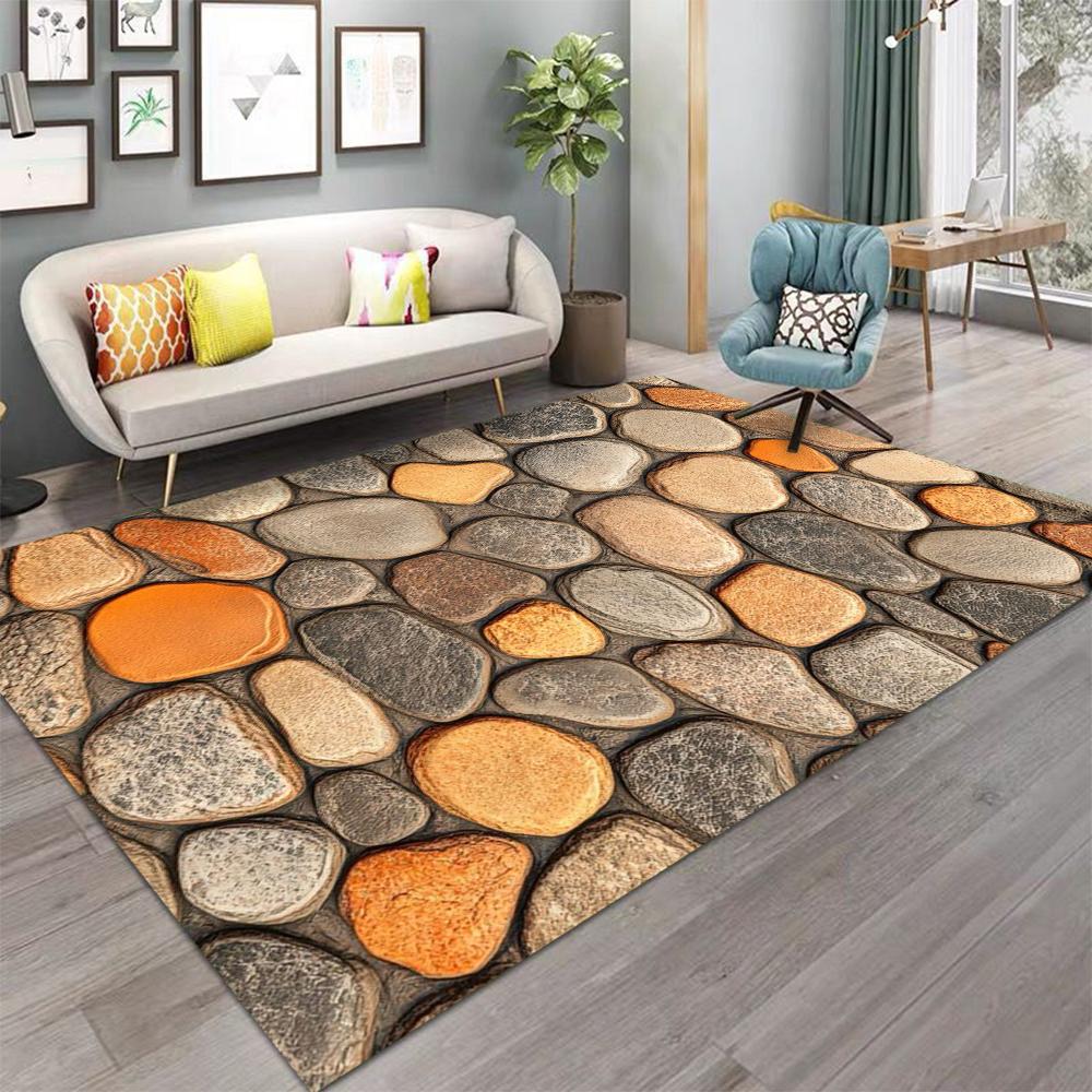 3D Stone Pebble Pattern Carpet Simple And Natural Style Suitable For Balcony Mat Hallway Living Room Decorative Mat