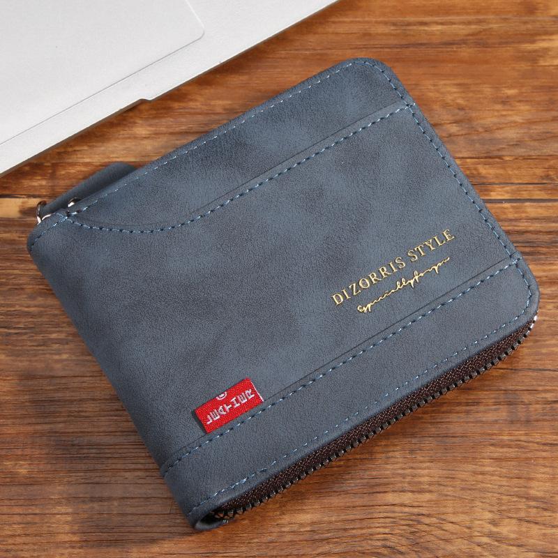 Schoolbag1011 new men's wallet short horizontal zipper 30% off change bag retro casual buckle square bag