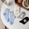 4Pairs Cartoon Dog Bowknot Ruffle Socks Kawaii Mid-calf Socks Women Soft Sweet Tube Socks  Girl