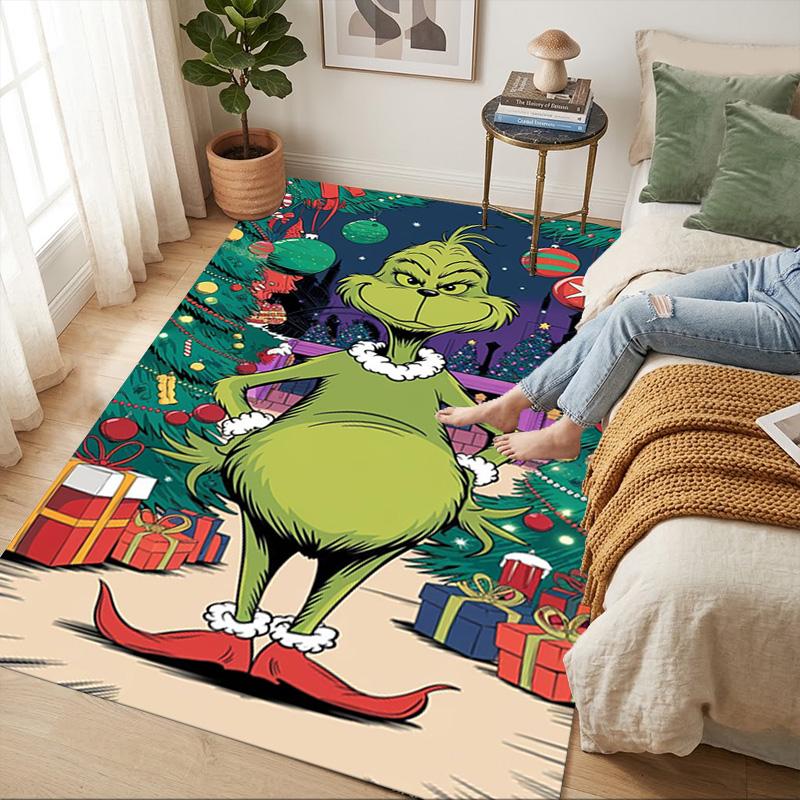 Grinch Christmas Living Room Non-Slip Area Rug Soft Carpet for Bedroom Game Playroom Sofa Office Home Decor Doormat Christmas Gift C9211452