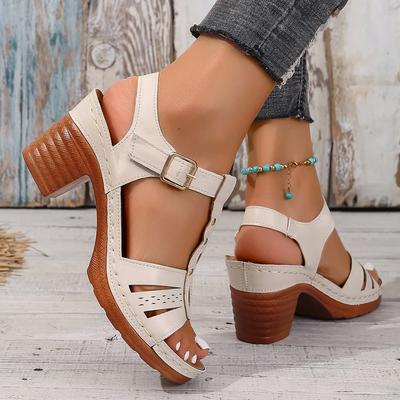 Fashion Women Slip On High Heels Sandals Summer Women Comfortable Casual Beach Ankle Sandals Lightweight Chunky Platform Designer Shoes