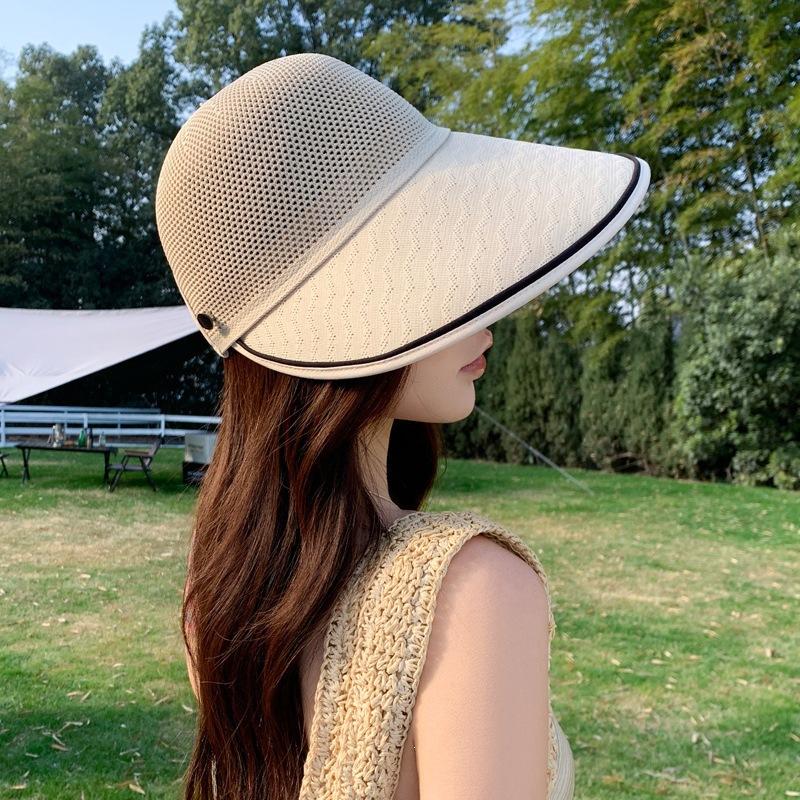Women's mesh breathable hollow-out sun hat with wide brim - perfect for equestrian sports and outdoor activities, minimizes the appearance of your fac