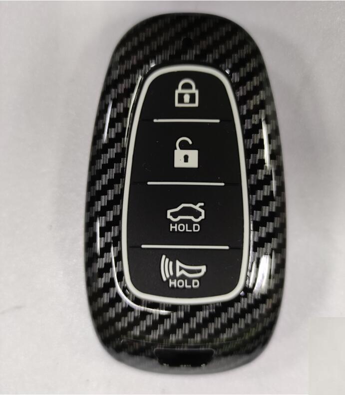 Carbon Fiber Abs +Silicone Car Key Fob Case Cover For Hyundai Solaris Sonata Hybrid Nexo Nx4 New Grand Santa Fe Tucson