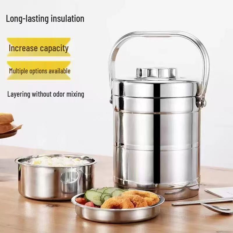 Stainless Steel Insulated Multi-layer Lunch Box with Super Long Insulation and Large Capacity for Adults and Students.