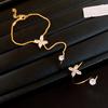 Light Luxury Cubic Zircon Flower Finger Bracelet for Women Elegant Boho Round Rhinestone Hand Chain Bangle Aesthetics Jewelry