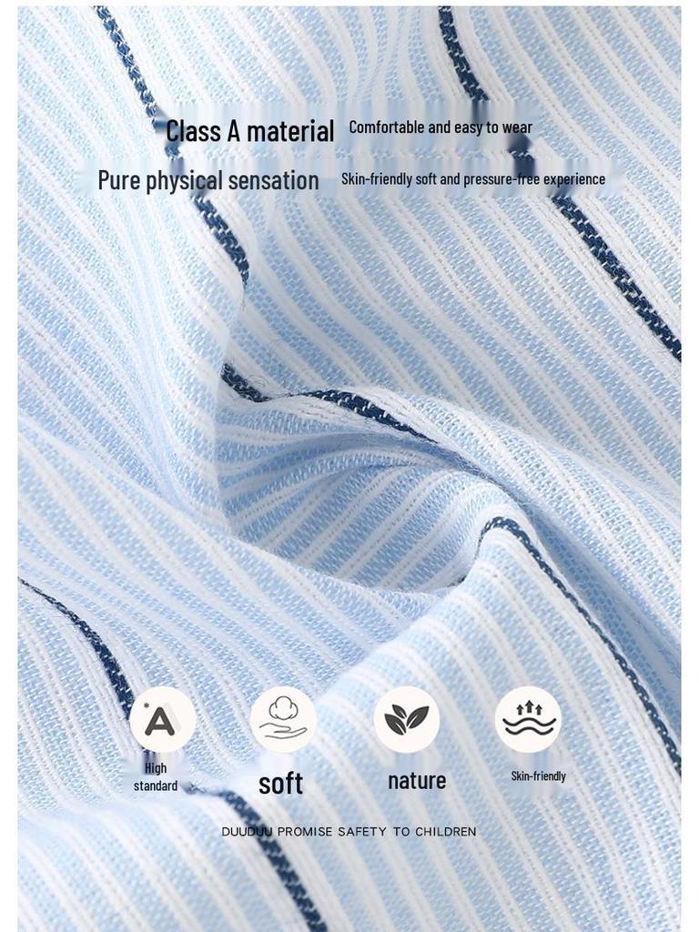 DUUDUU 2025 Streifen: Frühlingsoutfit im koreanischen Stil für Kleinkinder - Jungenhemd und Hosen-Set.