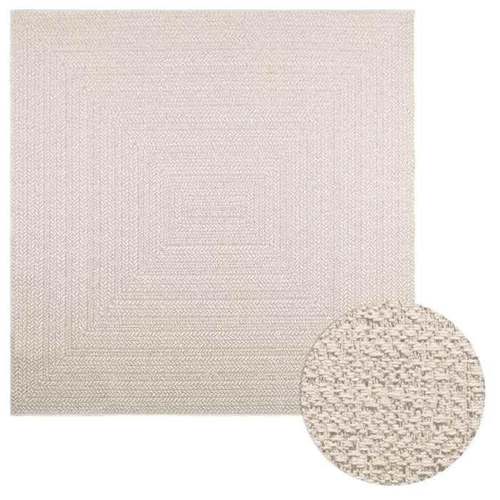 VidaXL ZIZUR Cream Rug 200x200 Cm Jute Look Indoor Outdoor, Outdoor Rug, Floor Mat, Indoor Rug, 4010367