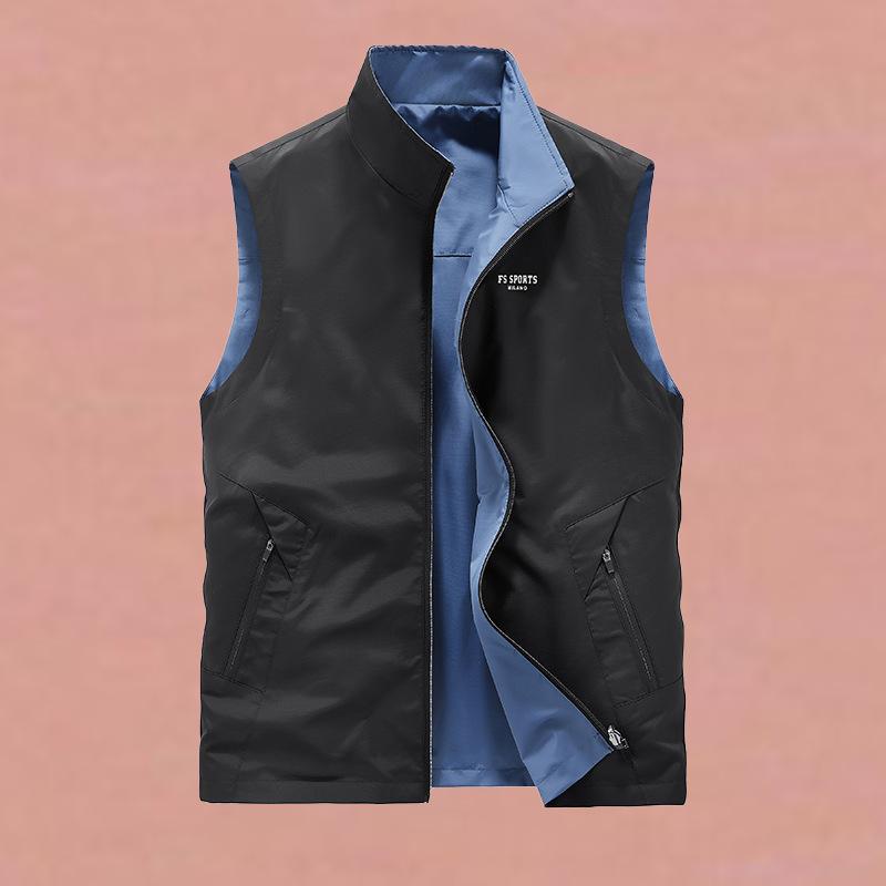 New Two-sided Vest Men's Autumn Thin Loose Large Size Outdoor Quick-drying Casual Youth Top Vest Jacket
