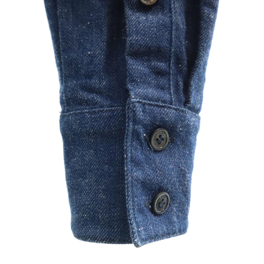 Celine Long Sleeve Two-tone Color Denim Shirt 36 Light Blue Women Used