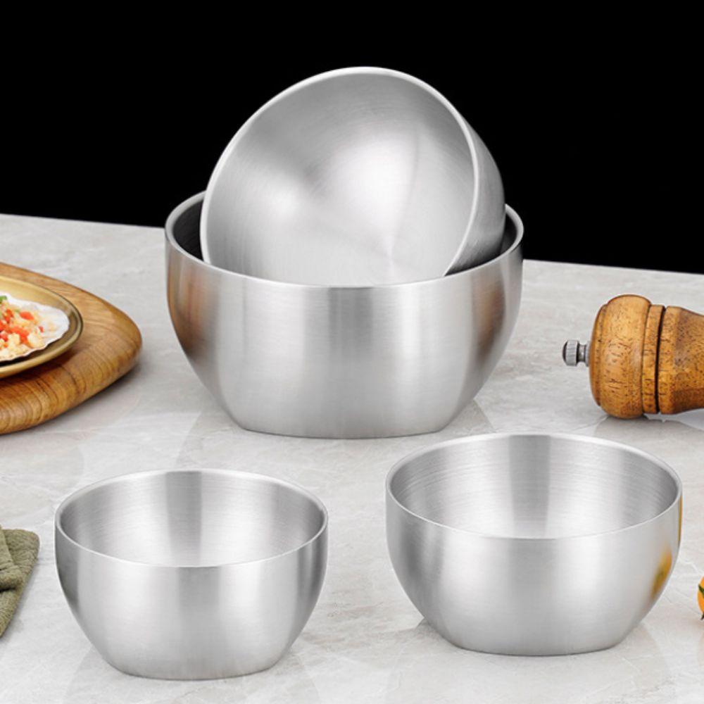 Anti-scalding Korean Style Stainless Steel Rice Bowl Double Layer Soup Bowl Kimchi Bowl Restaurant