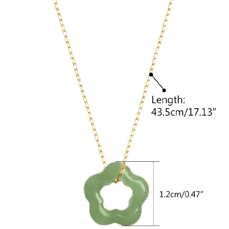 Hollow Carved Flower Shaped Pendant Necklace Natural Jade Necklace Dainty Choker