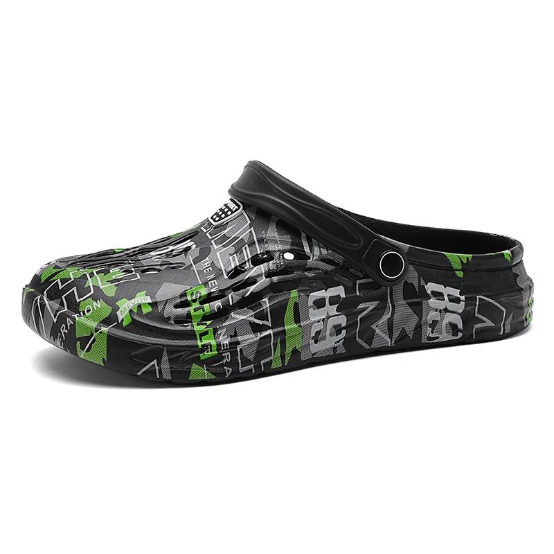 Modne duże rozmiary 49 Męskie Mule Klapki Letnie Sandały Domowe Wsuwane Antypoślizgowe Oddychające Lekkie Klapki na Plażę Męskie Buty Ogrodowe Męskie Zapat