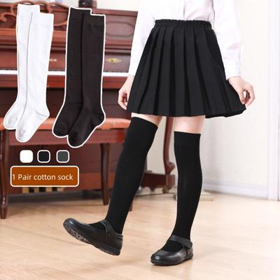 1 Paar Kniestrümpfe für Kinder und Mädchen in koreanischer Mode, einfarbige Wadensocken für Kinder, Frühlings- und Sommersocken aus weicher Baumwolle