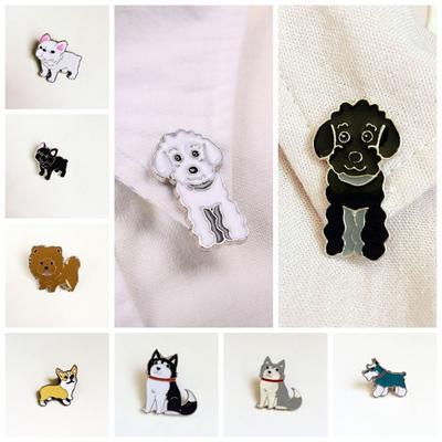 Bulldog Pet Dog Brooch Cartoon Dog Cartoon Metal Badge Dog Animal Enamel Pins  Coat