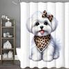 Cute Dog Bow Scarf Shower Curtain, Bathroom Decorative Shower Curtain, Waterproof Shower Curtain with Hooks