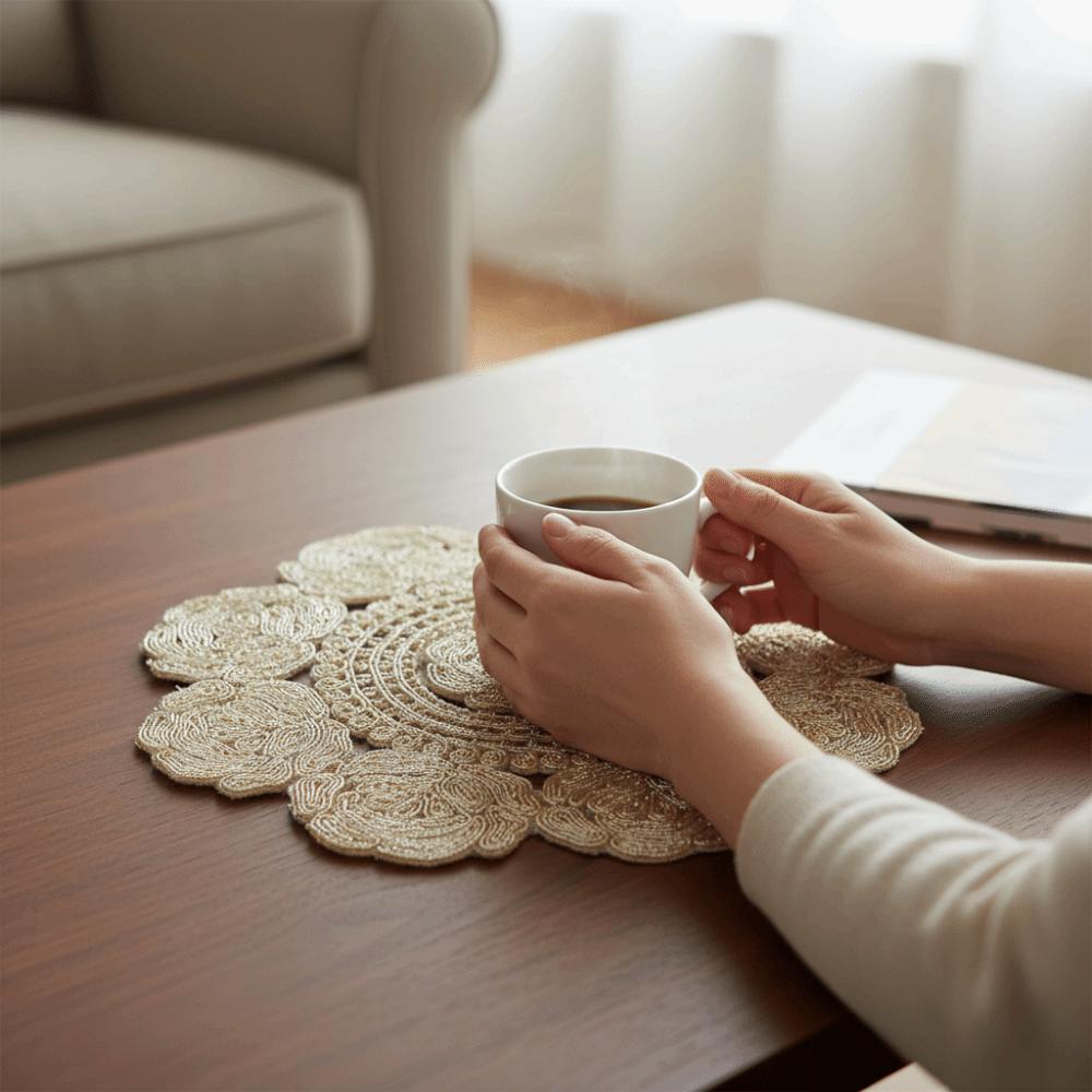 Modern Lace Placemat Vintage Table Place Mats Decorative Cup Mat  Table Setting