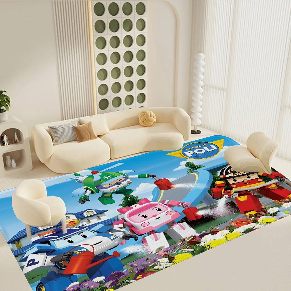 Tappetino per Pavimento Robocar P-Polis Stile INS Morbido Tappeto per Pavimento Camera da Letto Casa Tappetino per Lavanderia Tappeti Domestici Antiscivolo