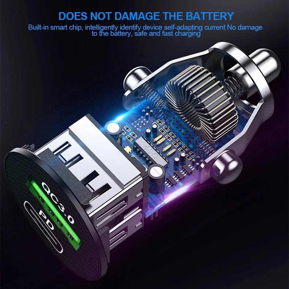 20w Qc3.0 Car Charger Fast Charging Car Lighter Type C Mobile Phone Charge For Xiaomi Iphone For Phone Charge Pd Slot