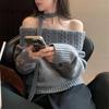 Korean One-shoulder Streamer Off-shoulder Sweater for Women In Autumn and Winter Gentle Twist Knitted Sweater Pullover Temperament Top