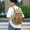 Schoolbag Original Style Retro Trend Casual Large Capacity Washed Super Thick Canvas Double Shoulder Male and Female Student Bag Travel Computer Bag