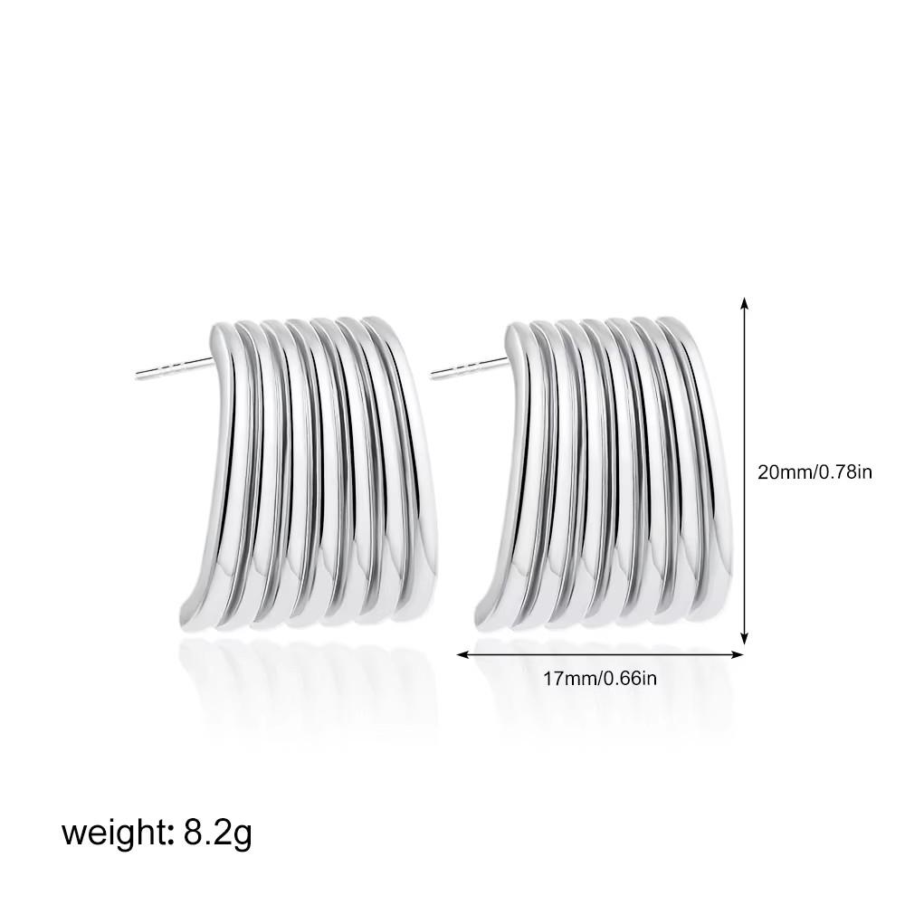 

Geometric Metal Texture Chunky Stud Earrings for Women 18K Gold Plated Stainless Steel Waterproof Retro Jewelry Statement Gifts
