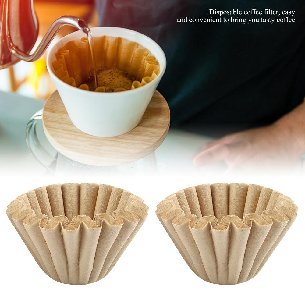 50pcs Disposable Wood Fiber Coffee Filters Cup Replacement (L)