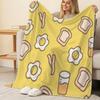 Breakfast Theme Flannel Blanket Anti-Pilling Soft Warm All-Season Cozy Blanket for New Mom, Ideal for Home Sofa Napping, Christmas & Halloween Gifts