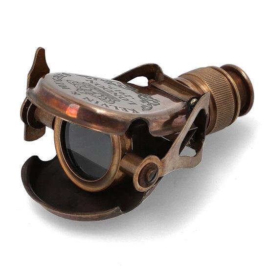 Mosiężny Monokular z Drewnianym Pudełkiem – Styl Steampunkowy, Mini Luneta Szpiegowska, Prezent Kolekcjonerski Marynistyczny
