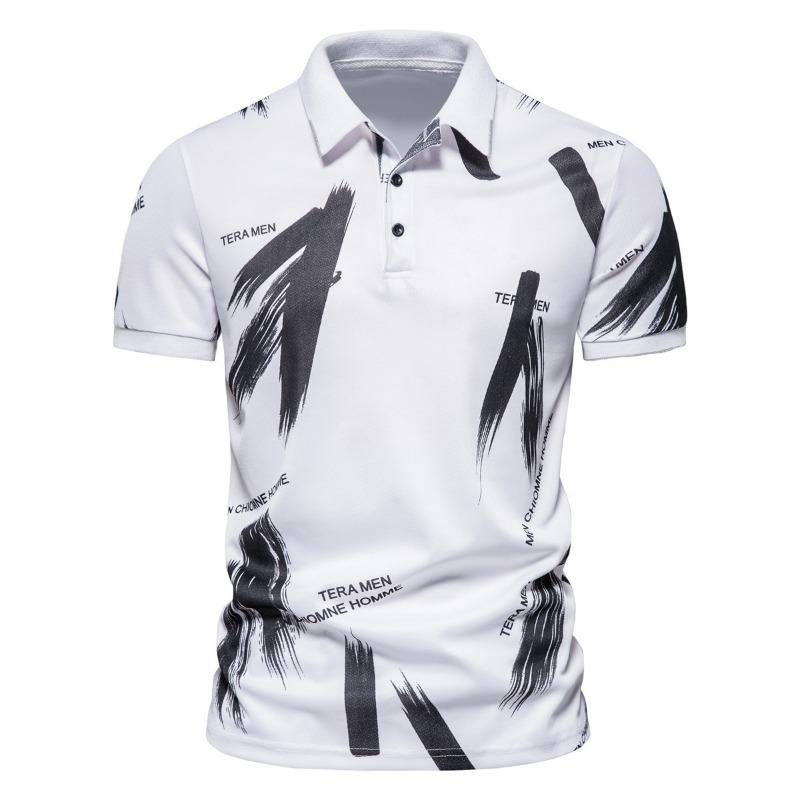 Men S Short Sleeve Polo Shirt Slim Fit Printed Casual
