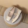 Flat Shoes for Women Spring and Autumn New Spliced Square Toe Shallow Mouth Flats Single Button Mary Jane Single Shoes for Women