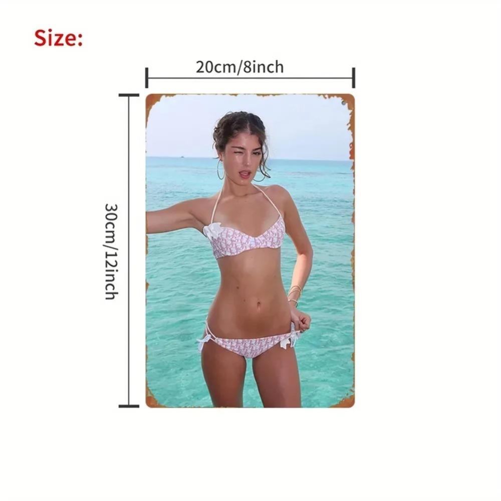 Vintage Metall Strand Wanddeko 20x30 cm - Retro Ozean Badeanzug Eisen Schild, Langlebige Plakette für Haus Küche Bar