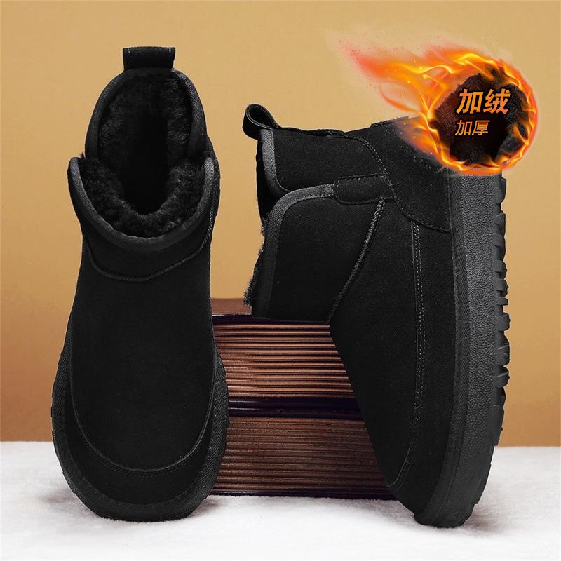 Snow boots winter velvet thickened fur integrated warm cotton shoes non-slip platform bread shoes lazy shoes