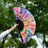 33cm Large Folding Hand Rave Fan Chinease/Japanese Gifts Fan Dance Music Colorful Fan Festival Fan Gradient Reflective Fold