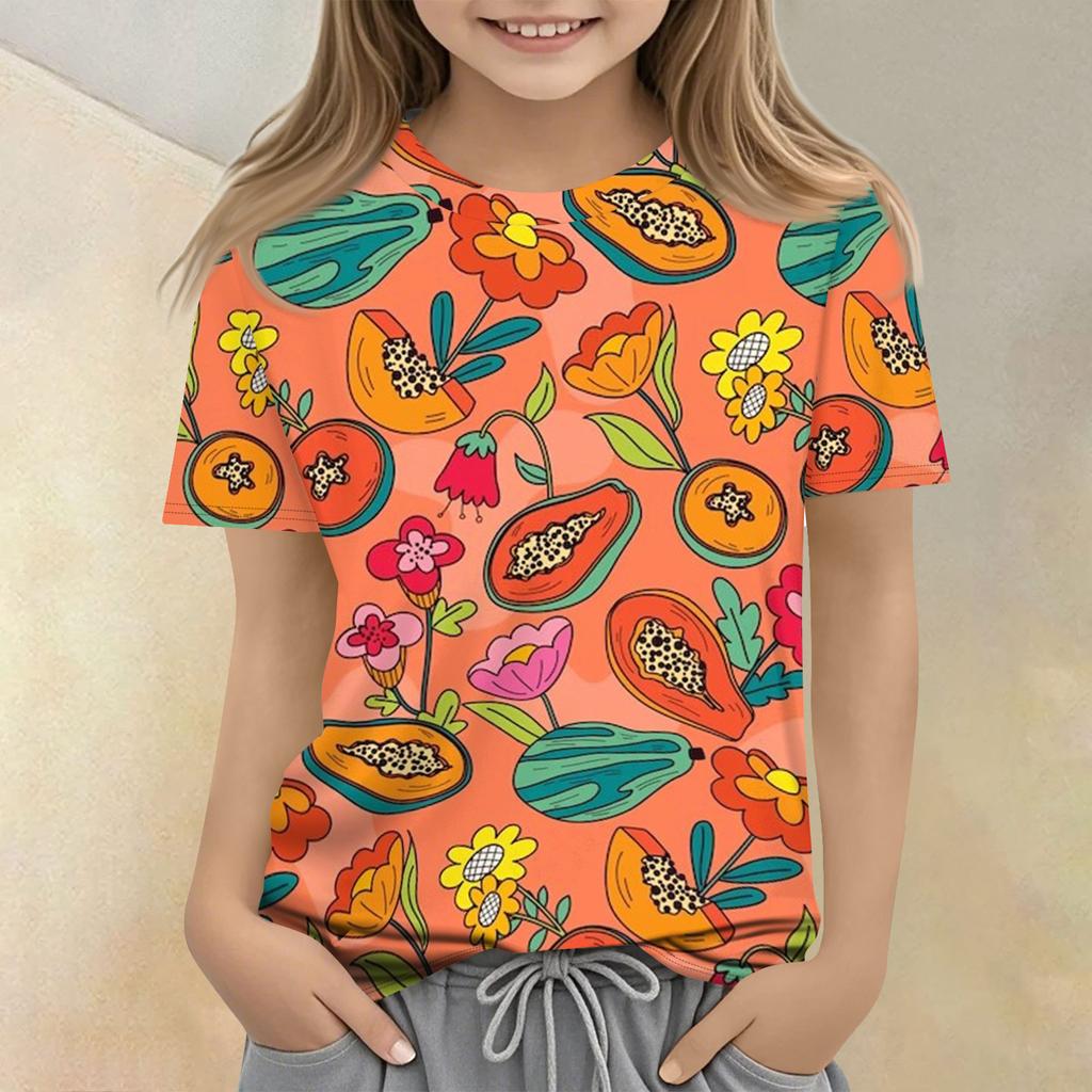Camiseta Casual Infantil Estampada de Manga Curta com Gola Redonda