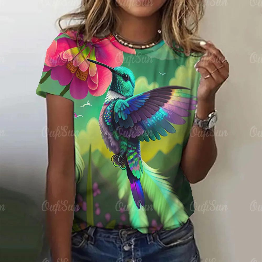 Summer T-shirt short sleeved round neck top 3D digital printed color animal printed loose top 2881 KTB