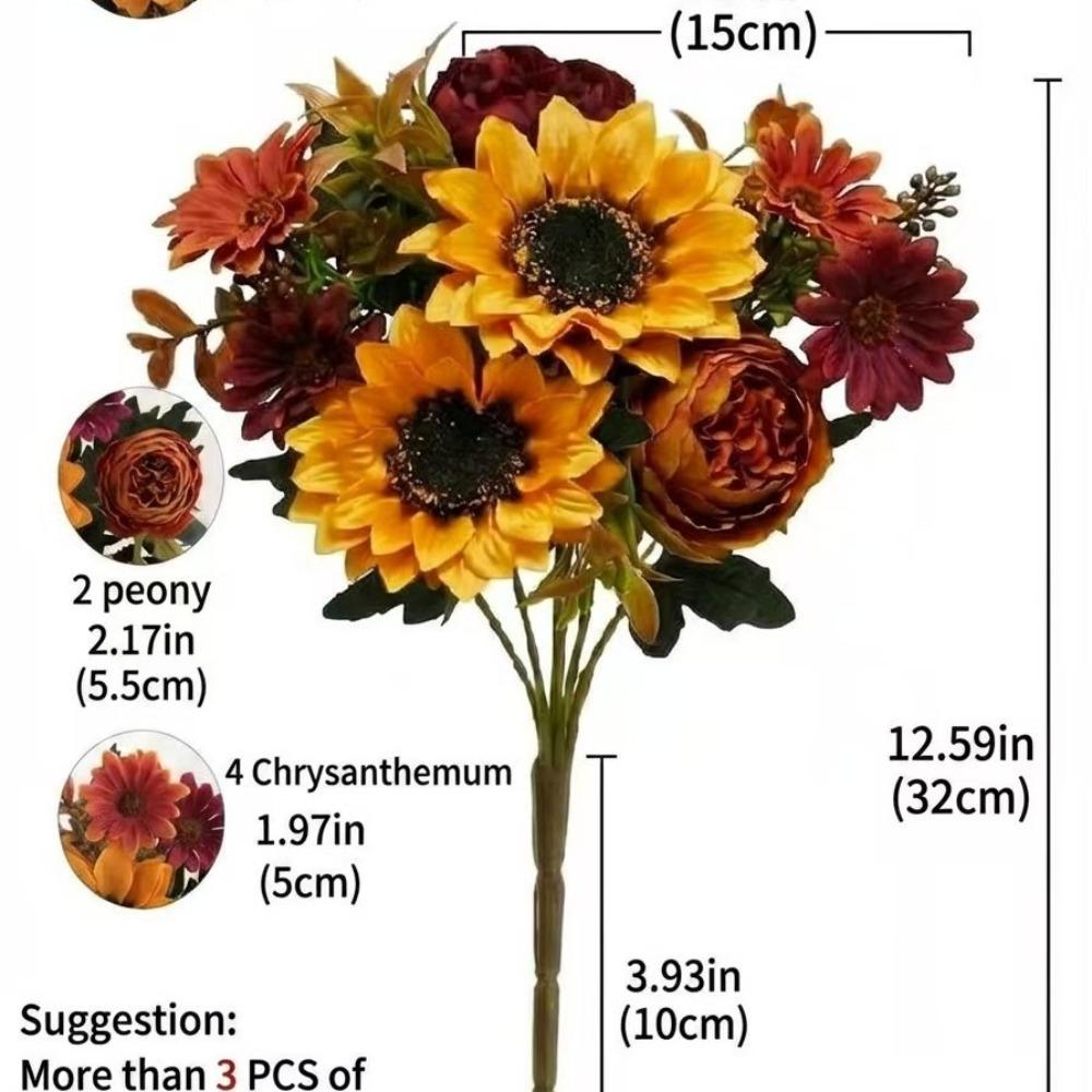 Sunflower & Daisy Mix Artificial Sunflowers Autumn Theme Fake Flower Decor Wedding Decoration