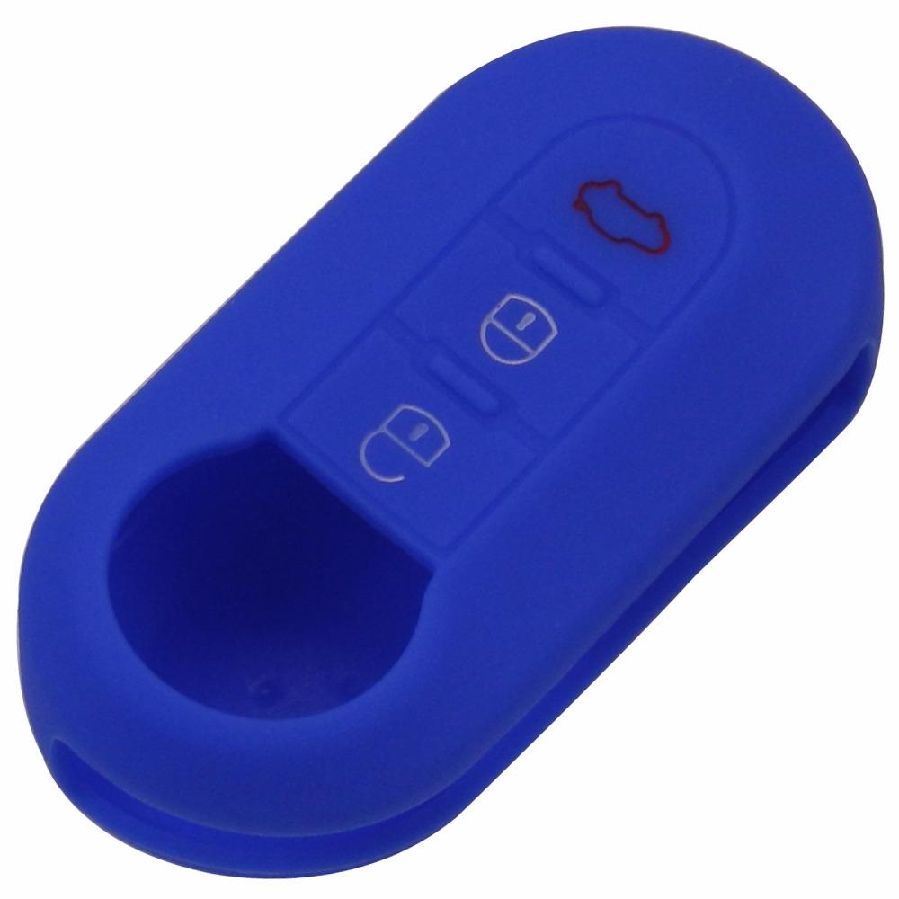 Jingyuqin 3 Buttons Remote Flip Key Shell Blank Fob Silicone Car Key Cover Case For Fiat 500 Folding Flid Key